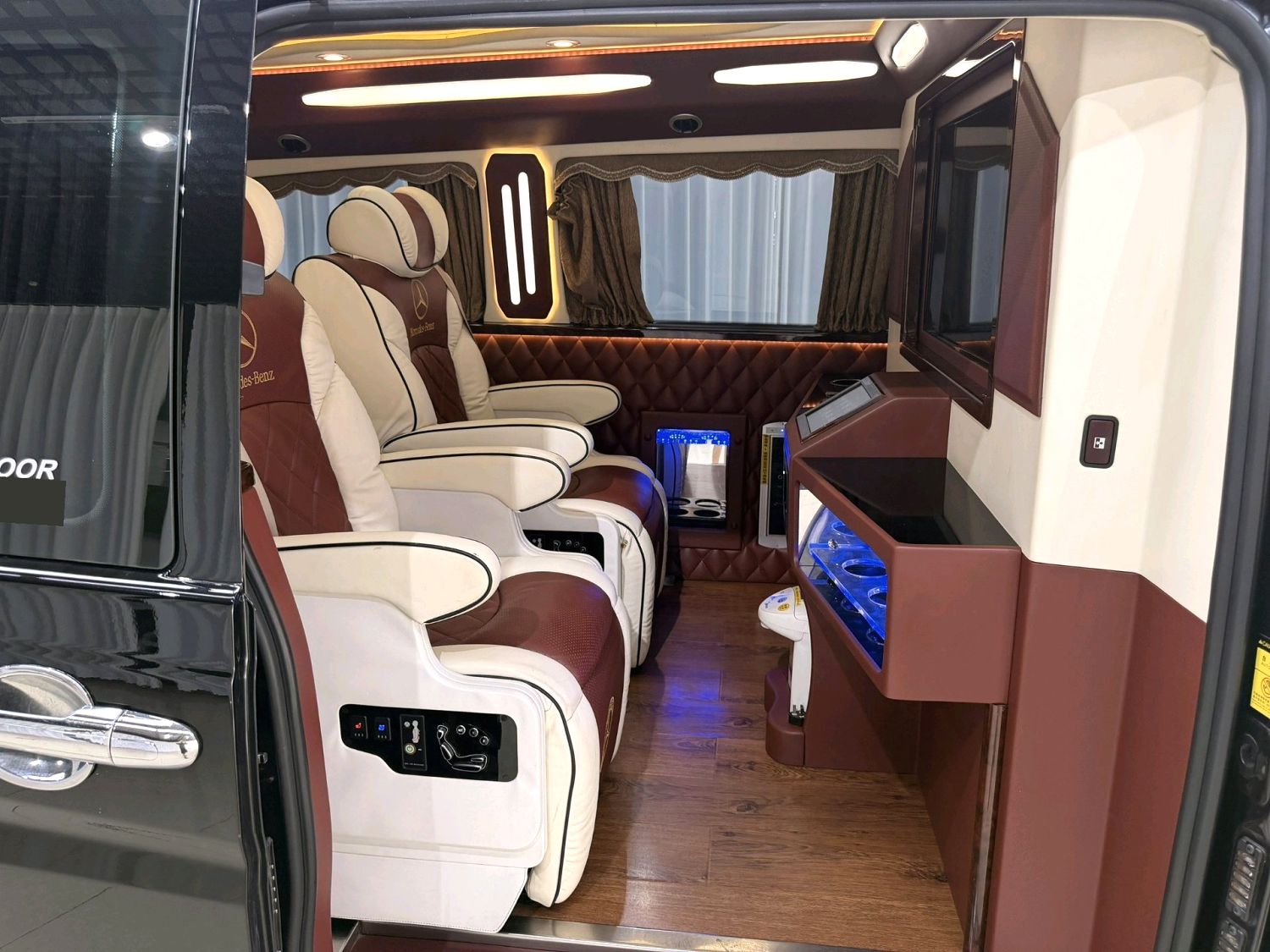 Side-door opening and business seating.